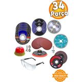 Tekno Trust 115 34 Parça Spiral Avuç Içi Taşlama Cırt Zımpara Kağıdı Ahşap Inox Metal Mermer Kesici Kesme Flap - 0