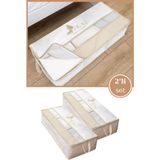 Tekno Trust 2 Adet Pencereli 3 Bölmeli Baza Hurç, Yatak Baza Altı Dolap Içi Düzenleyici 2’li Set (32X70X20CM) - Ahşap Rengi