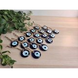 Tekno Trust 20 Adet - Cam Nazar Boncuğu - 4cm Delikli Dekoratif Nazar Boncuğu - Hazır Süslemelik Nazar Boncuğu - Ahşap