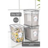 Tekno Trust 20 x 20 3'lü 3,5 Litre Lena Set Banyo Düzenleyici Etiketli Saklama Kutusu - Toz Tablet Deterjan Sak - Gri