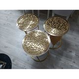 Tekno Trust 3 Adet Zigon Sehpa ÖRTÜSÜ/33CM/SIMLI Işıltılı Gold/s.deri - 10 x 10 cm