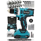 Tekno Trust 36 Volt Assur Plus Profesional 58 Vf Çelik Şanzıman 24 Parça Şarjlı Matkap Set Kablosuz 2'li 24 Wat