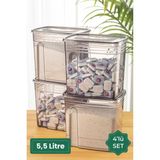 Tekno Trust 4lü 5,5 Litre Strip Mega Boy Deterjan Saklama Kutusu Antrasit - Ahşap
