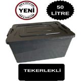 Tekno Trust 50 Lt Tekerlekli Saklama Kutusu 50 Lt Tekerlekli Saklama Kabı Büyük Tekerlekli Içi Gözükmez Füme gr - Ahşap