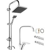 Tekno Trust Duş Seti Krom 2'li Duş Seti Köşe Borulu Banyo Çeşmesi Musluğu