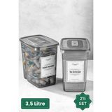 Tekno Trust Etiketli 2li Strip Mega Boy Toz ve Tablet Deterjan Saklama Kutusu 2x(3,5 Litre) - Ahşap