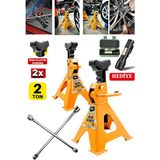 Tekno Trust Germany 2ton Kapasiteli 4 Ayaklı Kriko Standı 2x Çift Kriko Sehpası Araç Kriko + 4'lü Bijon El Fener