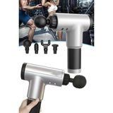 Tekno Trust Gri Masaj Tabancası Sporcu Masaj Aleti 4 Başlıklı Şarjlı Titreş Relax