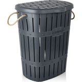 Tekno Trust Gri Plastik Bambu Halatlı Kirli Çamaşır Sepeti 60 Lt Antrasit 50-99 L 50 x 70 Plastik