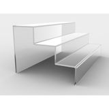 Tekno Trust Pleksi Şeffaf Merdiven Sergileme Standı 3 Kademeli 25 cm - Ahşap Rengi