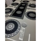 Tekno Trust Runner/ Suppla/amerikan Servis/sofra Sunum Seti/19 Parça Deri Işlemeli Kadife/6 Kişilik/siyah-Gümüş - 10 x 10 cm