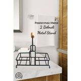 Tekno Trust Siyah 2 Bölmeli Çok Amaçlı Ahşap Kulplu Metal Stand Düzenleyici Organizer- Sıvı Sabunluk- Yağdanlık - 0
