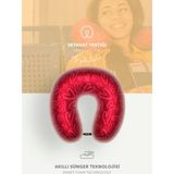 Tekno Trust Visko Ortopedik Seyahat Boyun Yastığı Visco Rahat Uyku Yastığı - Kalp Desenli Polyester Kırmızı 35 - 10 x 30 cm