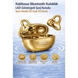 TeknoBeyza Kablosuz Bluetooth Kulaklık LED Göstergeli Şarj Kutulu Kulak Üstü Spor Model 20 Saat Pil Ömrü - Gold