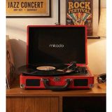 TeknoBeyza Mikado Retro Çanta Tasarım Bluetooth Destekli Pikap - 33/45/78 Rpm Hız Seçeneği, Dahili Hoparlörlü Şık Plak Çalar - Kırmızı