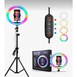 TeknoBeyza Rgb LED Ring Light 10 Inç Tiktok Youtube Yayıncı Işığı – 2 Metre Tripod Standlı, Telefon Tutuculu Renkli Halkaj Işık Seti