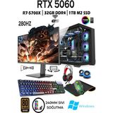 TEKNOCİTY TCX1 Ryzen 7 5700X 32GB 1TB M.2 SSD RTX5060 27" 280HZ Sıvı Soğutmalı Oyuncu Bilgisayarı Hazır Sistem