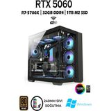 TEKNOCİTY TCX10 Ryzen 7 5700X 32GB 1TB M.2 SSD RTX5060 Sıvı Soğutmalı Masaüstü Oyuncu Bilgisayarı Hazır Sistem