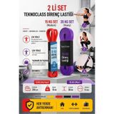 TeknoClass 15-35 KG Direnç Bandı 2li Set Kas Geliştirme Lastiği Fitness Pilates Cross Training Bant Orta ve Sert