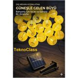 TeknoClass 20 Led 3 Metre Güneş Enerjili Japon Feneri Görünümlü 8 Mod Led Bahçe Teras Balkon Ağaç Solar Aydınlatma