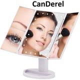 TeknoClass 24 LED Işıklı Masa Üstü Profesyonel Makyaj Aynası Katlanabilir 1X-2X-3X+10X Hd Zoomlu Beyaz