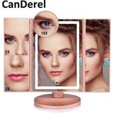 TeknoClass 24 LED Işıklı Masa Üstü Profesyonel Makyaj Aynası Katlanabilir 1X-2X-3X+10X Hd Zoomlu Pembe