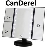 TeknoClass 24 LED Işıklı Masa Üstü Profesyonel Makyaj Aynası Katlanabilir 1X-2X-3X+10X Hd Zoomlu Siyah
