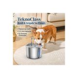 TeknoClass Akıllı Paslanmaz Çelik Kedi Ve Köpekler İçin Su Sebili Sessiz Otomatik Su Pınarı, Su Şelalesi