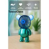 TeknoClass Ayıcık Şekilli Güçlü Hava Üfleyici MİNİ Fan Şarjlı Taşınabilir El Fanı - USB Masa Üstü Vantilatör