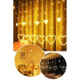 TeknoClass Kalp Perde Led Işık Saçak Perde Led 3.5 M Led Yılbası Led Işık 8 Mod Animasyonlu Fişli