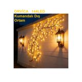 TeknoClass Kumandalı 144 LED Dış Mekan Ağaç Sekilli Dekoratif Balkon Veranda Bahçe İçin Sıcak Sarı Sarmaşık LED