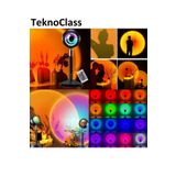 TeknoClass Kumandalı Gün Batımı Projektör Lamba Işık Masa Lamba Fotoğraf Çekimi Led Işık 16 Renk