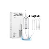 TeknoClass Şarj Edilebilir 4 Başlıklı Taşınabilir Diş Protez Bakım Ve Ağız Duşu BEYAZ