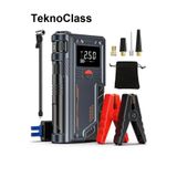 TeknoClass Tasinabilir Göstergeli Araç Lastik Sisirme Ve Starter Akü Takviye Seti Powerbank Ve Fener