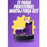 teknodayım 12 Parça Makyaj Fırça Seti Profesyonel Fondöten Allık Far Kontür Fırçası