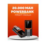 teknodayım 20.000 mAh Powerbank – 22.5W Hızlı Şarj, Çok Kablolu, Dijital Göstergeli