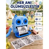 Teknodayım Çocuklar Için Termal Baskılı Dijital Fotoğraf Makinesi Ön Arka Kameralı - 1BW-Beyaz