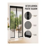 teknodayım Mıknatıslı Kapı Sinekliği Otomatik Kapanan Siyah File Balkon ve Teras Sinekliği UCZZMIKNATISSINEKLIKSYH-1