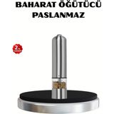 Teknodayım Modern Otomatik Baharat Öğütücü Seti – Pilli, Paslanmaz Çelik, LED Aydınlatmalı - Almond