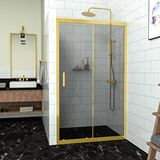 Teknoduş Gold Capello 6mm Füme Cam İki Duvar Arası 1 Sabit 1 Sürgü İki Duvar Arası Duşakabin Altın