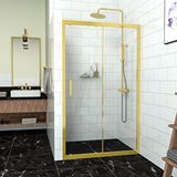 Teknoduş Gold Capello 6mm Şeffaf Cam 1 Sabit 1 Sürgü İki Duvar Arası Duşakabin Altın