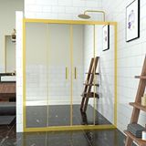 Teknoduş Gold Castor 6mm Reflekte Cam 2 Sabit 2 Sürgü İki Duvar Arası Duşakabin Altın