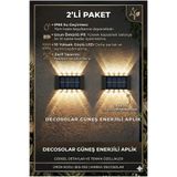TeknoEser 2li Set Gunes Enerjili Duvar Apligi 10 LEDli Su Gecirmez Dis Mekan Solar Aydinlatma Seti
