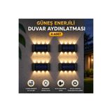 TeknoEser 4 Adet Gunes Enerjili 10 LED Duvar Aplik Bahce Balkon Dis Mekan Solar Aydinlatma Seti