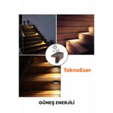 TeknoEser Güneş Enerjili Solar LED Köşebent Merdiven Lambası 4 Adet Basamak Aydınlatma