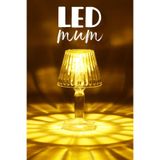 TeknoEser Kristal Masa Lambası Görünümlü LED Mum - Pilli Dekoratif Gece Lambası ve Mini Başucu Abajuru