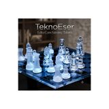 TeknoEser Lüks Cam Satranç Takımı - Büyük Boy Mat ve Parlak Kristal Görünümlü Cam Satranç Seti