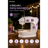 TeknoEser Taşınabilir Mini Dikiş Makinesi Ev Tipi Pedallı Elektrikli Masaüstü Çift İplikli Pratik Dikiş Makinası