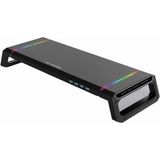 TeknoFaji •ışıklı Katlanabilir Yükseklik Ayarlı Monitör Standı Klavye Mouse Depolama 4 USB Hub Rgb - Siyah
