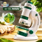 Teknofaji Mikroskop Kiti 60-180X Büyütme Mini El Dijital Çocuk Mikroskobu 21PARÇA Eğitici Set LED Işık - Beyaz